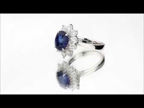 5.26 CT SAPPHIRE & DIAMOND RING 18KW GOLD KATE MIDDLETON STYLE