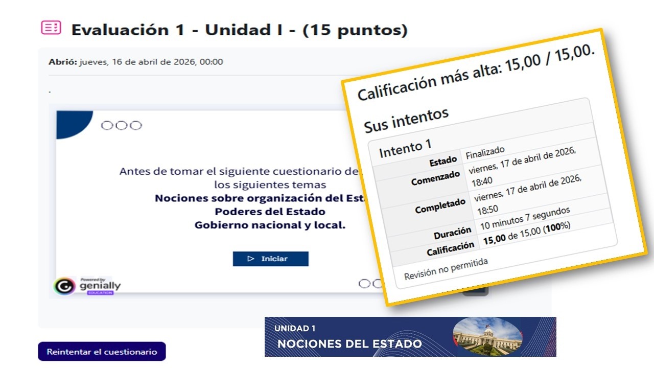 Respuestas Evaluación 1 - Unidad I : Nociones del Estado | Modulo I Inducción Docente 2026