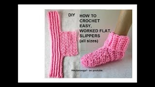 Easy Crochet Slippers worked flat Beginner friendl