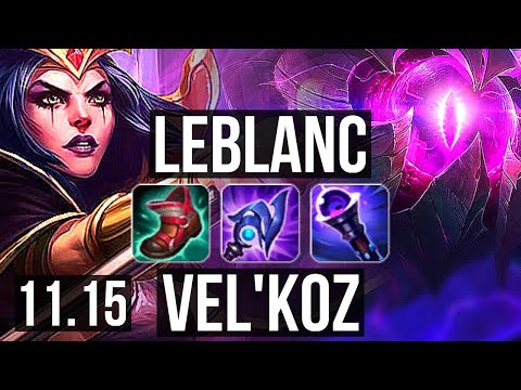 LEBLANC vs VEL'KOZ (MID) | 67% winrate, Legendary, 12/3/9 | KR Master | v11.15