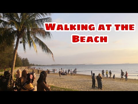 Walking at the Tanjung Aru Beach, Kota Kinabalu, Sabah Malaysia During CMCO 2.0