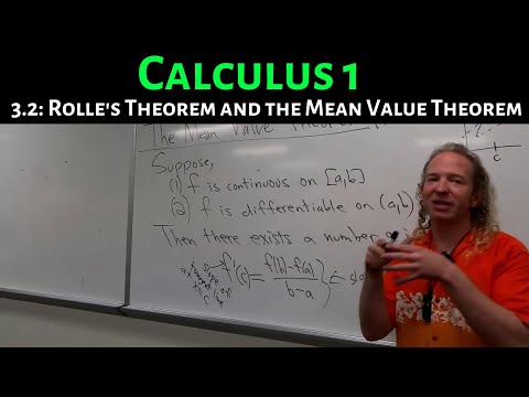 Calculus 1: Lecture 3.2 Rolle's Theorem and the Mean Value Theorem