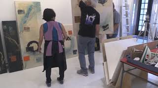 Hanging the show SHARDS by Heather Midori Yamada