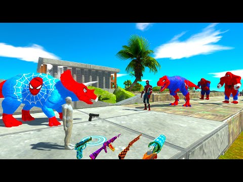 SPIDERMAN TRICERATOPS vs T-REX + GORO SPIDER BOY OASIS DEATH RUN - ARBS