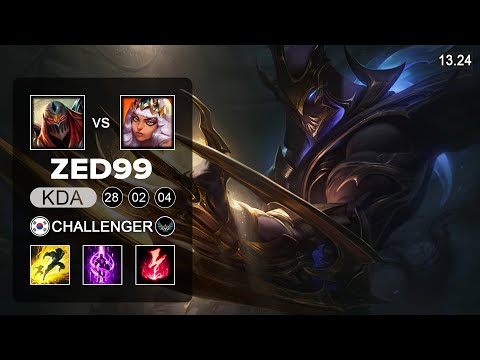 ZED99 Zed vs Qiyana Mid - KR Challenger - Patch 13.24 Season 13