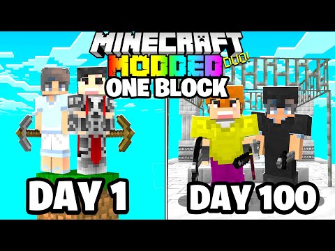 Swidge - We Spent 100 Days in ONE BLOCK MODDED Minecraft - Duo!