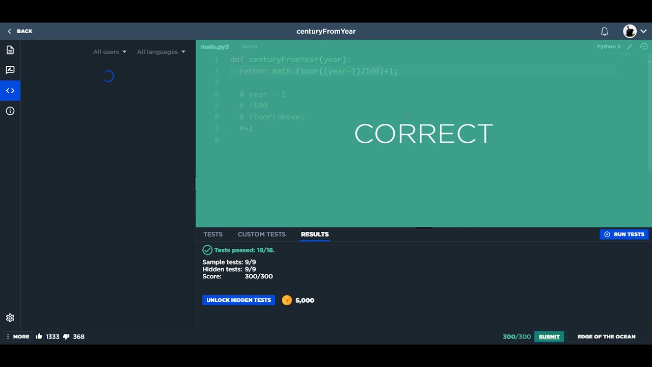 Century From Year - Python 3 - Code Signal