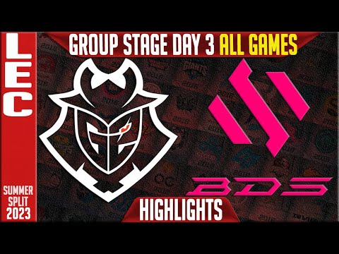 G2 vs BDS Highlights ALL GAMES | LEC Summer 2023 Groups Day 3 | G2 Esports vs Team BDS