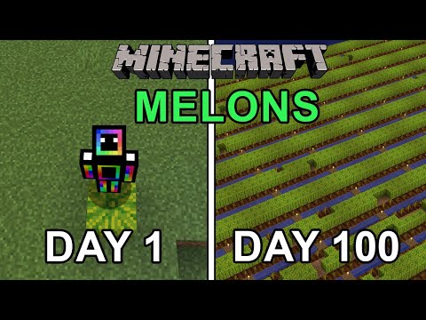 INSANE!!! 100 DAYS FARMING MELONS in Minecraft