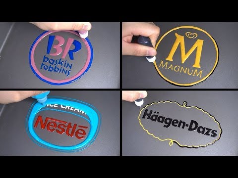 Ice Cream Brand logo Pancake Art - Baskin Robbins, Nestle, Magnum, Häagen Dazs