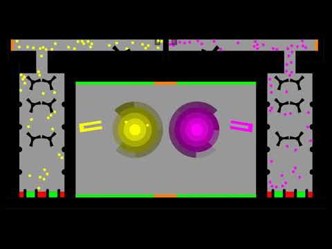 ZERO GRAVITY Core Destruction Duel - Yellow vs Pink - Algodoo Marble Race