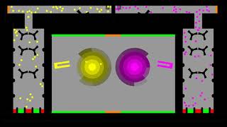 ZERO GRAVITY Core Destruction Duel - Yellow vs Pink - Algodoo Marble Race