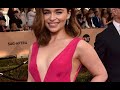 Emilia Clarke HOT RED Dress Interview