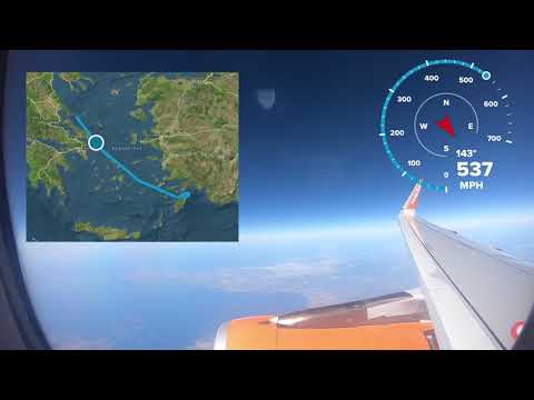 Landing at Rhodes airport. Timelapse with gps