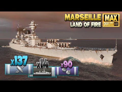 Cruiser Marseille: Hunted on map Land of Fire - World of Warships