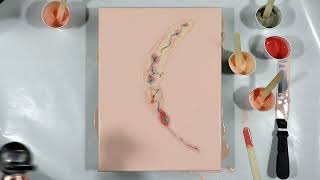 (875) Beautiful Peach and Pewter Dutch Pour Painting Acrylic Pouring Technique