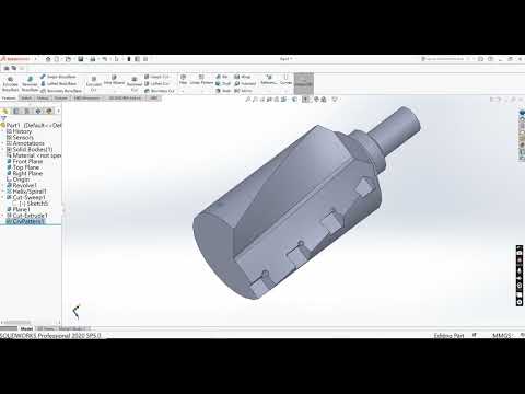 How to pattern pocket along helix curve in solidworks.#solidworks #pattern