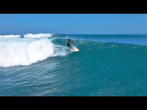 Drone shots of nice surf swell in Ujung Bocur