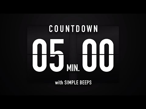 5 Minute Countdown Timer 🕙 Flip Clock with Simple Beeps 🔊🖤