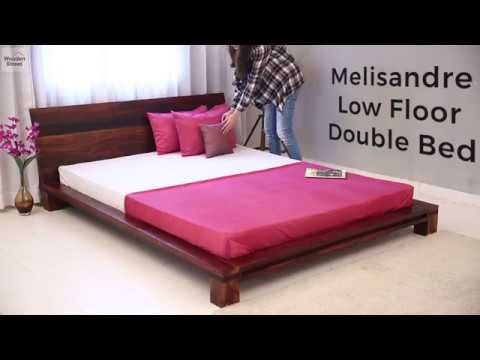 Melisandre low floor double wooden bed- solid wood