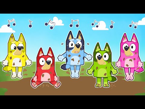 FIVE LITTLE BABIES 🐶💙 With Colorful Bluey