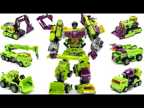 Transformers Constructicon Green NBK TF Engineering KO Devastator 6 Vehicle Car Combine Robots Toys