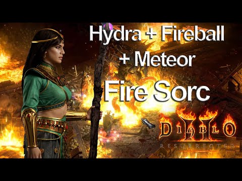 Diablo 2 Resurrected - My Fire Sorc (Fireball + Hydra + Meteor) Gears and Skills Guide Patch 2.6