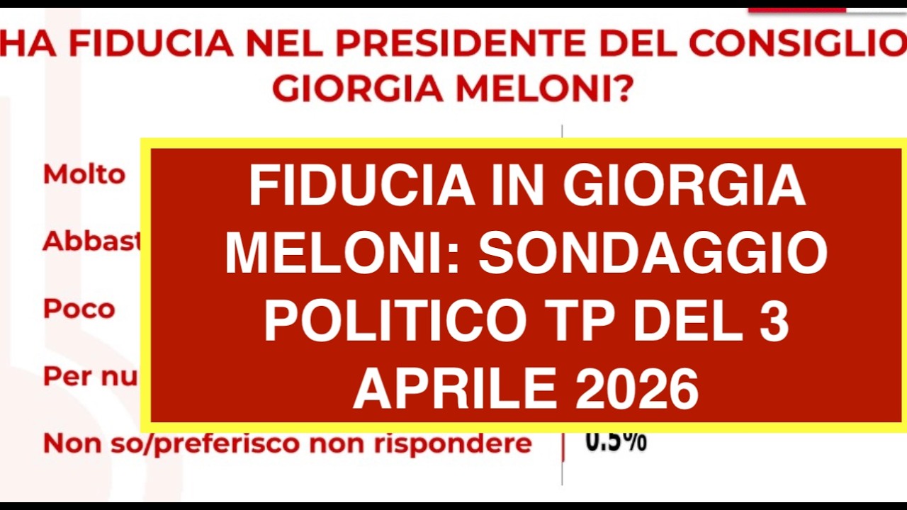 FIDUCIA IN GIORGIA MELONI: SONDAGGIO POLITICO TP DEL 3 APRILE 2026