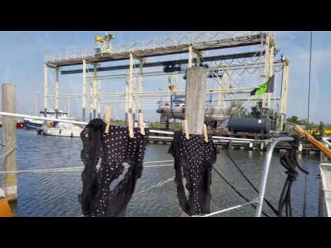 Sailing from Staveren to Makkum (in Friesland, Holland).   IJsselmeer, Stavoren, August 11, 2020