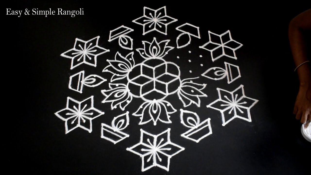 dotted rangoli design 15 * 8 dots for festivals by sangeetha