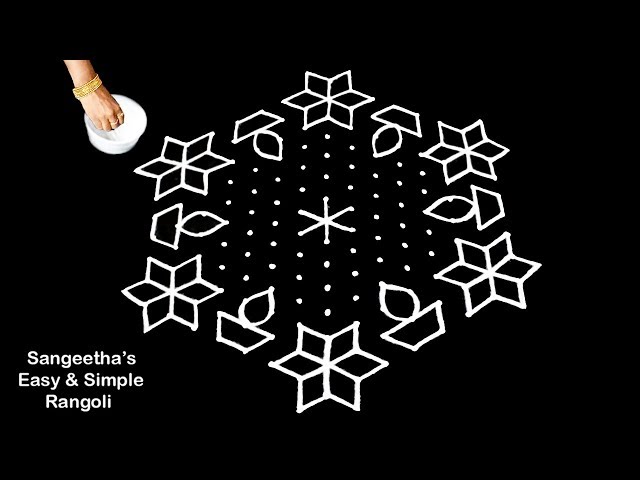 Dotted rangoli design 15 * 8 dots for festivals by sangeetha