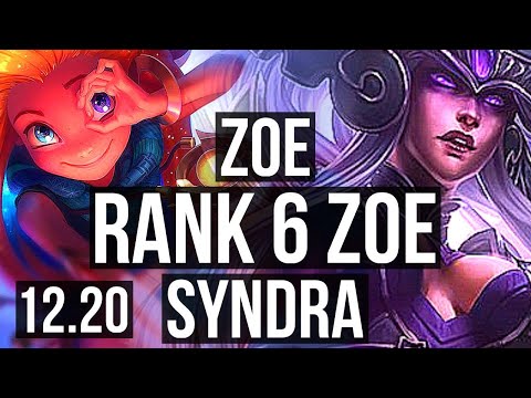 ZOE vs SYNDRA (MID) | 1/0/7, Rank 6 Zoe | KR Challenger | 12.20