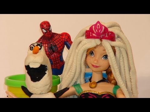 Disney Frozen Queen Elsa's sister Princess Anna gets white Play Doh hair to match Queen Elsa with he