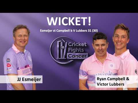 Wicket! JJ Esmijer stumped by Ryan Campbell off  Victor Lubbers (9.6 overs) - Cricket Fights Cancer