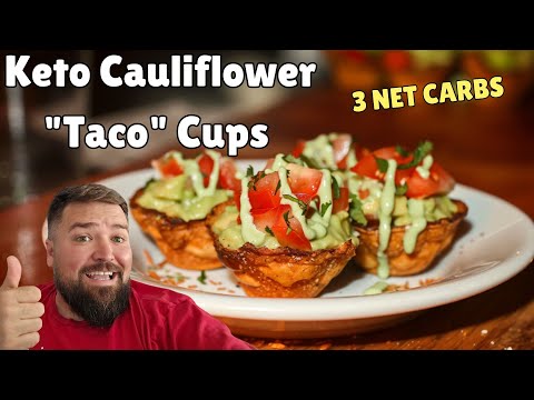 Easy Low Carb Keto Cauliflower Taco Cups with Lime Creme - Fast & Delicious