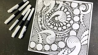 Doodle Art Ink Drawing - starting with stencils - 351
