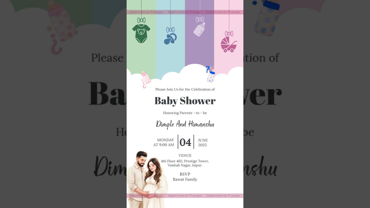 Mint Green & Gold Baby Shower Invite