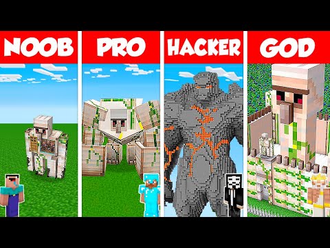 Minecraft Battle: NOOB vs PRO vs HACKER vs GOD: INSIDE GOLEM HOUSE BASE BUILD CHALLENGE / Animation