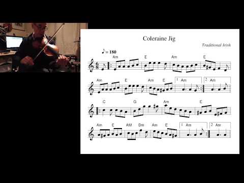 Irish Fiddle - Coleraine Jig played at a sedate pace