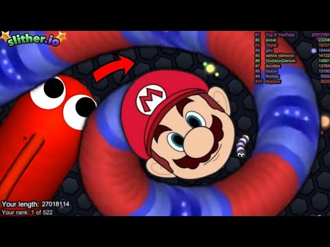 Slither.io A.I. Mario Vs Giant Snake - Legend Skin Slitherio Vip Best Gameplay - Infinity Score