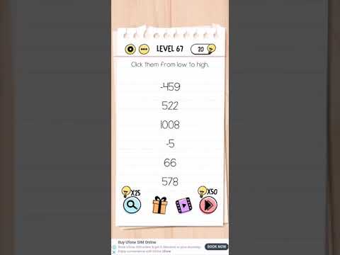 Brain test Level 67 click them from low to high Walkthrough