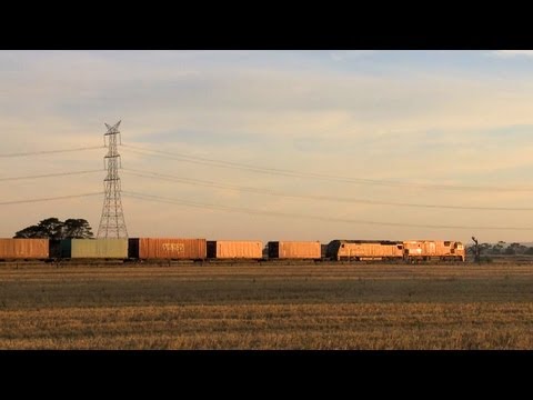 Long Freight Train in Country Victoria - Australian Trains, Railways & Railroads