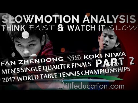 Table Tennis Slowmotion Analysis   Fan Zhendong VS Koki Niwa   Push Long