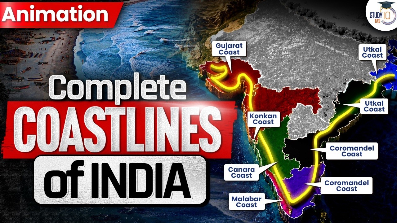 All Indian Coastlines Explained Through Animation | Coastlines of India | UPSC GS | StudyIQ IAS