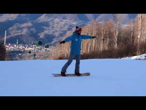 Marius Bucur on the Snowboard plate, Saint George track, in Straja, Hunedoara County, Romania