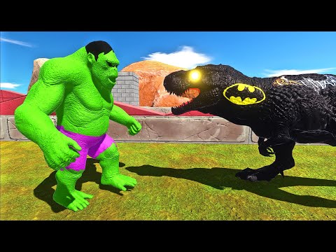 BATMAN T-REX vs HULK GORO DRAGON LAND DEATH RUN - Animal Revolt Battle Simulator ARBS