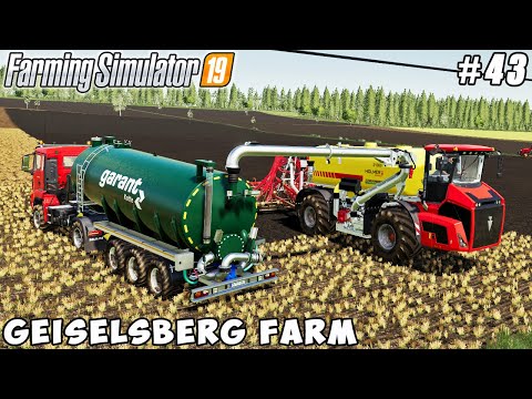 Baling straw, spreading manure and slurry | Geiselsberg Farm | Farming simulator 19 | Timelapse #43