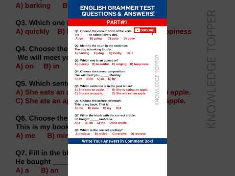 English Grammer Test Questions and Answer - MCQS QUIZ