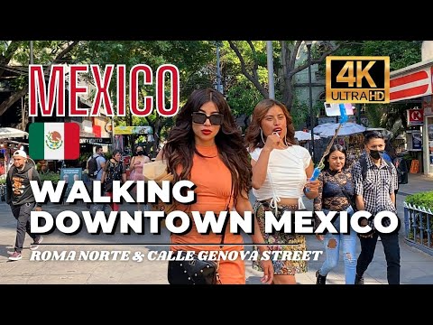 🇲🇽 Mexico City Walking Tour - Roma Norte - Calle Genova Street [4K HDR / 60fps]