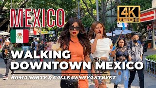 🇲🇽 Mexico City Walking Tour - Roma Norte - Calle Genova Street [4K HDR / 60fps]